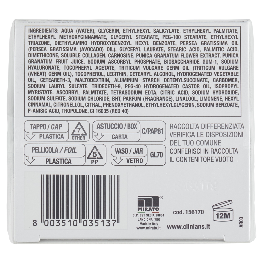 Clinians Antirughe Repair Trattamento Rassodante SPF15 Collagene ed Estratto di Melograno 50 mL